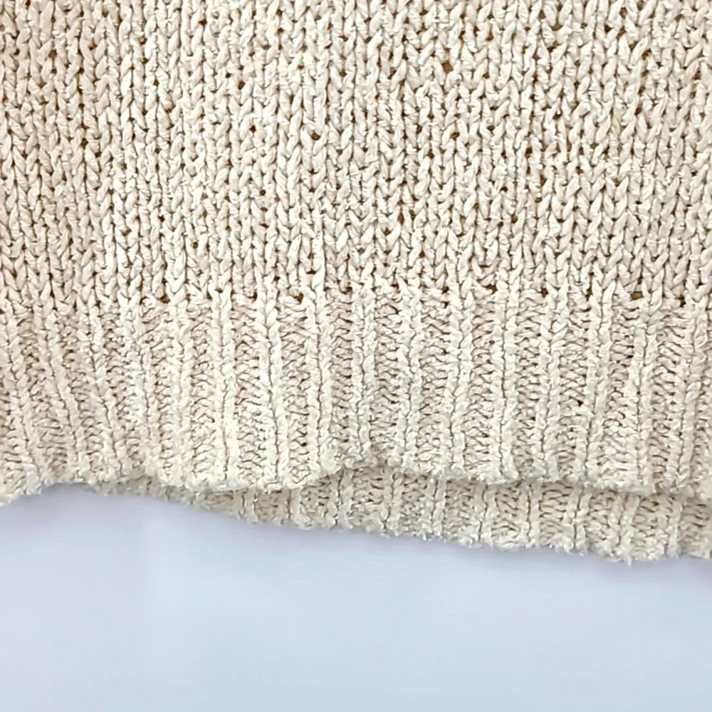 J. CREW Women's Cream Cotton / Lin / Nylon Long Sleeve Sweater‎ - Size Small